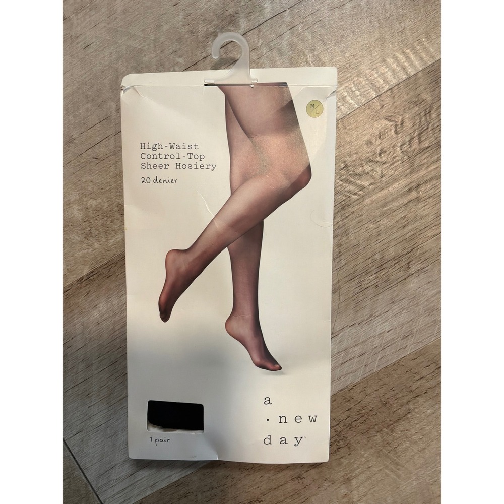 A New Day High Waist Control Top Sheer Pantyhose 1 Pair Black M/L